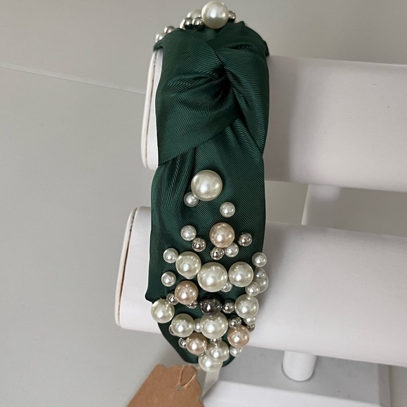 Pearl HEADBAND | NEW! | Knotted ~ GREEN COLOR! - Picture 4 of 9